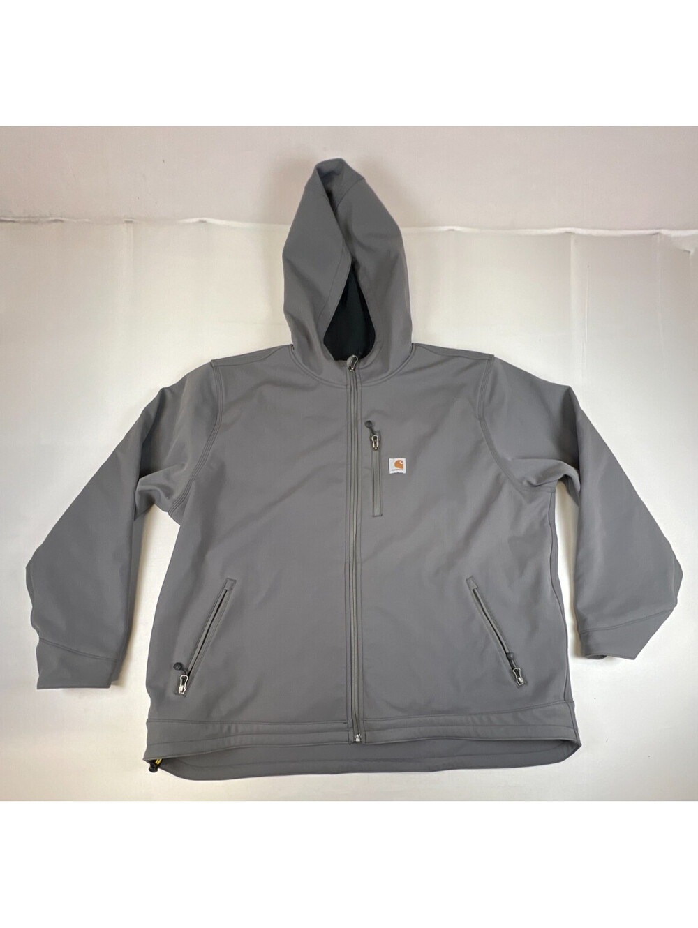 Carhartt Men 3XL Gray Full Zip Hooded Softshell Jacket Active Workwear